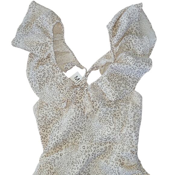 MinkPink Halsey Ruched Mini Natural Beige Cheetah Print Dress Women Sz XS - Picture 8 of 13